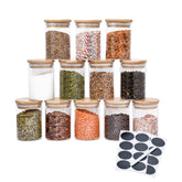 12-Piece Airtight Glass Spice Jar Set with Bamboo Lids – Kitchen Food Storage Containers
