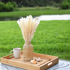 Glass Vase with Woven Straw Decor | Glass Flower vase with Rattan