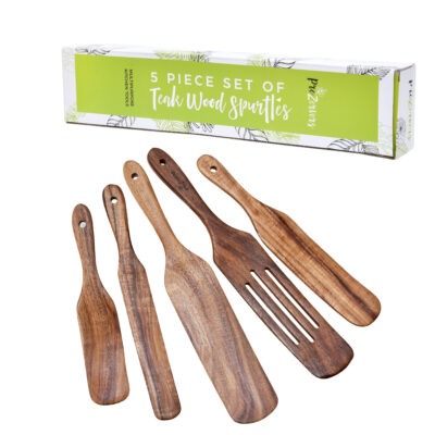 5 Piece Set of Teak Wood Spurtles | Spoons Set for Cooking